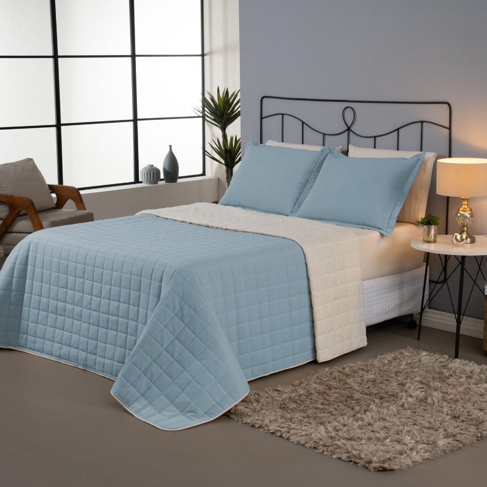 Kit Cobre Leito Matelado Dupla Face Sherpa de Carneiro - Prestigieh