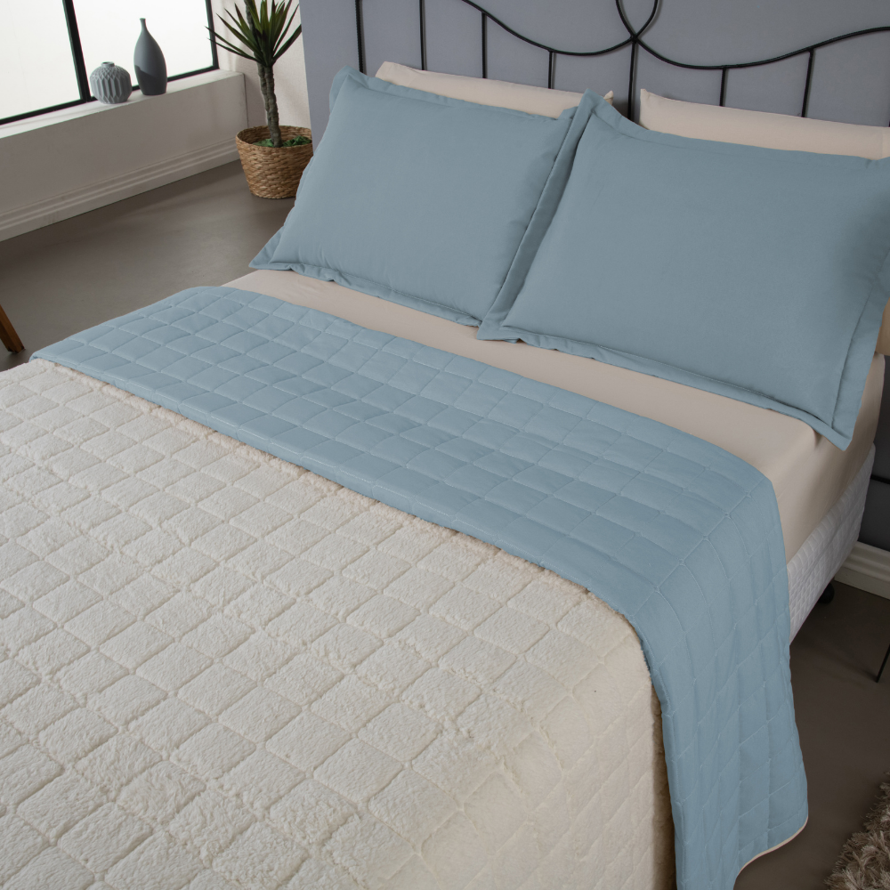 Kit Cobre Leito Matelado Dupla Face Sherpa de Carneiro - Prestigieh