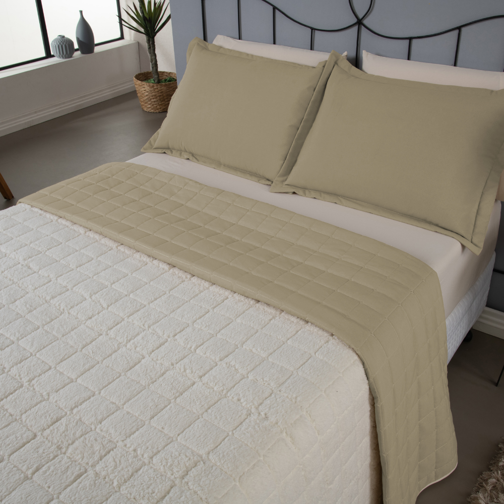 Kit Cobre Leito Matelado Dupla Face Sherpa de Carneiro - Prestigieh