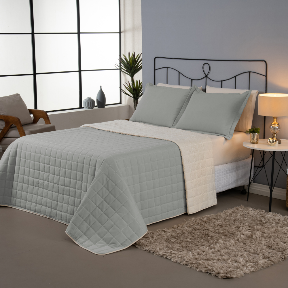 Kit Cobre Leito Matelado Dupla Face Sherpa de Carneiro - Prestigieh