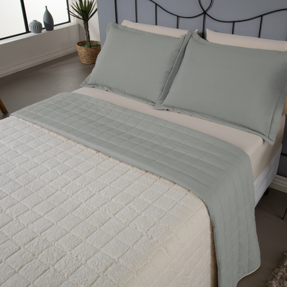 Kit Cobre Leito Matelado Dupla Face Sherpa de Carneiro - Prestigieh