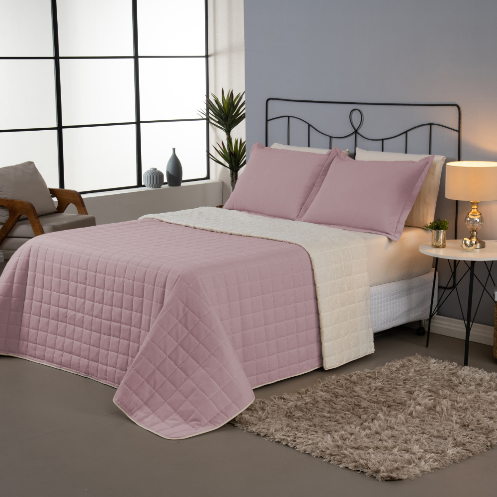 Kit Cobre Leito Matelado Dupla Face Sherpa de Carneiro - Prestigieh