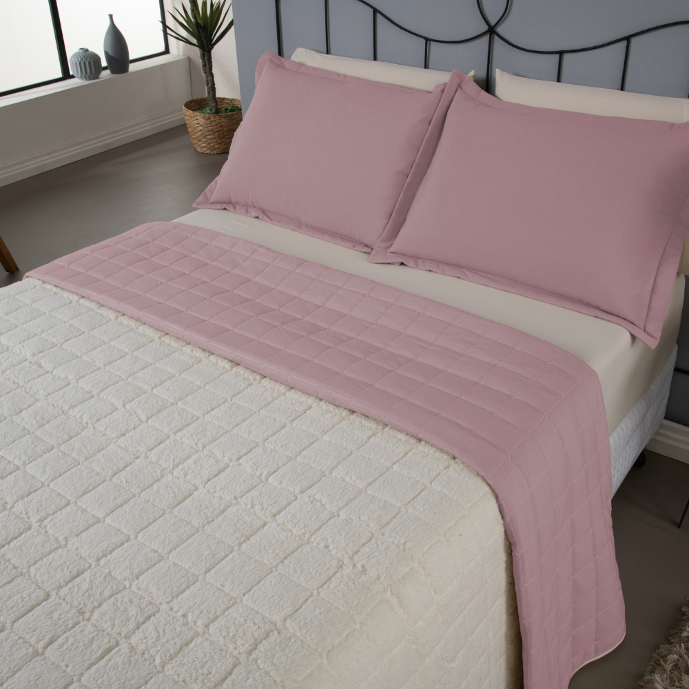 Kit Cobre Leito Matelado Dupla Face Sherpa de Carneiro - Prestigieh