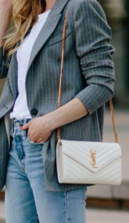 Bolsa Saint Laurent Clouth corrente dourada