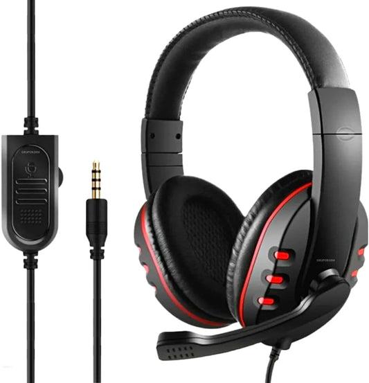 Fone de ouvido over-ear gamer Altomex A-302 vermelho e preto - Prestigieh 