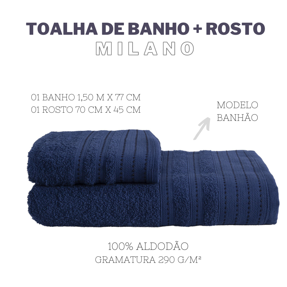 Jogo de toalhas 01 banho e 01 rosto milano