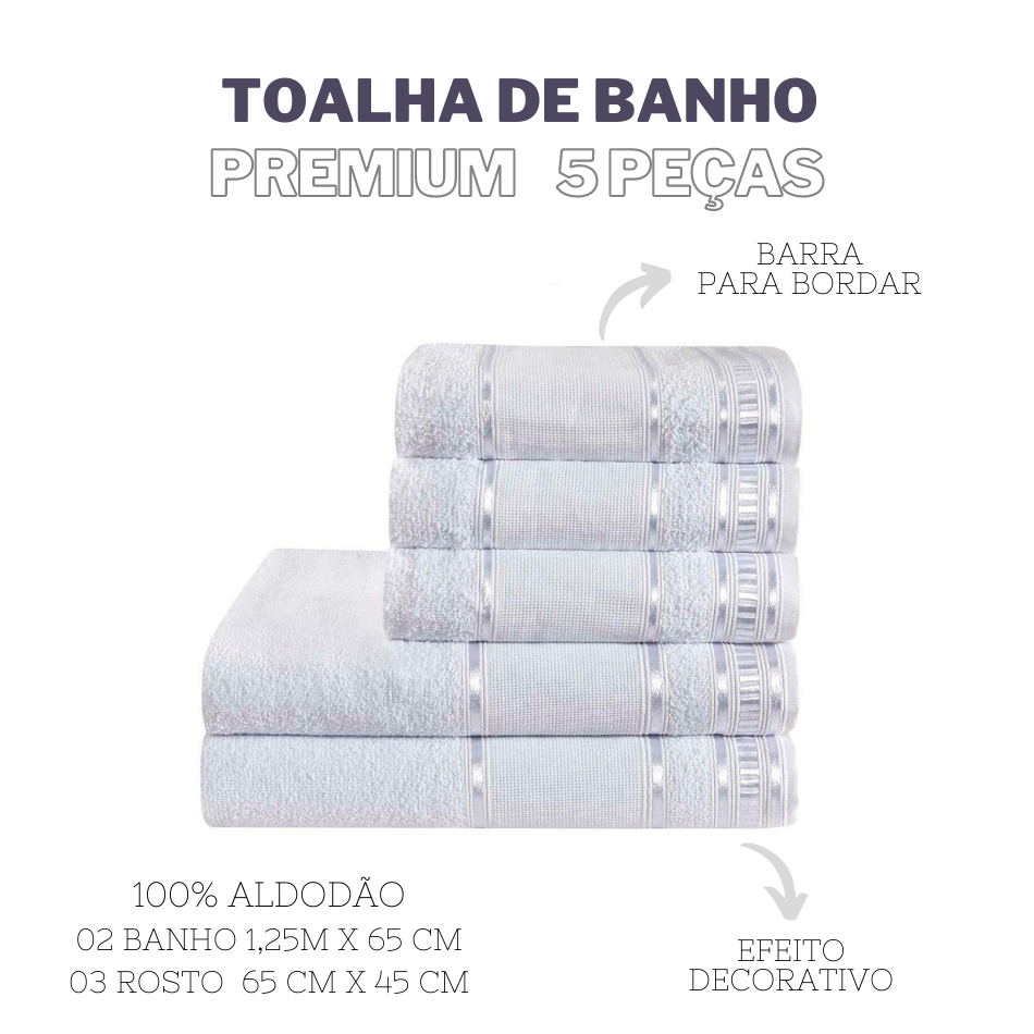 Jogo de toalha de banho 5 peças premium