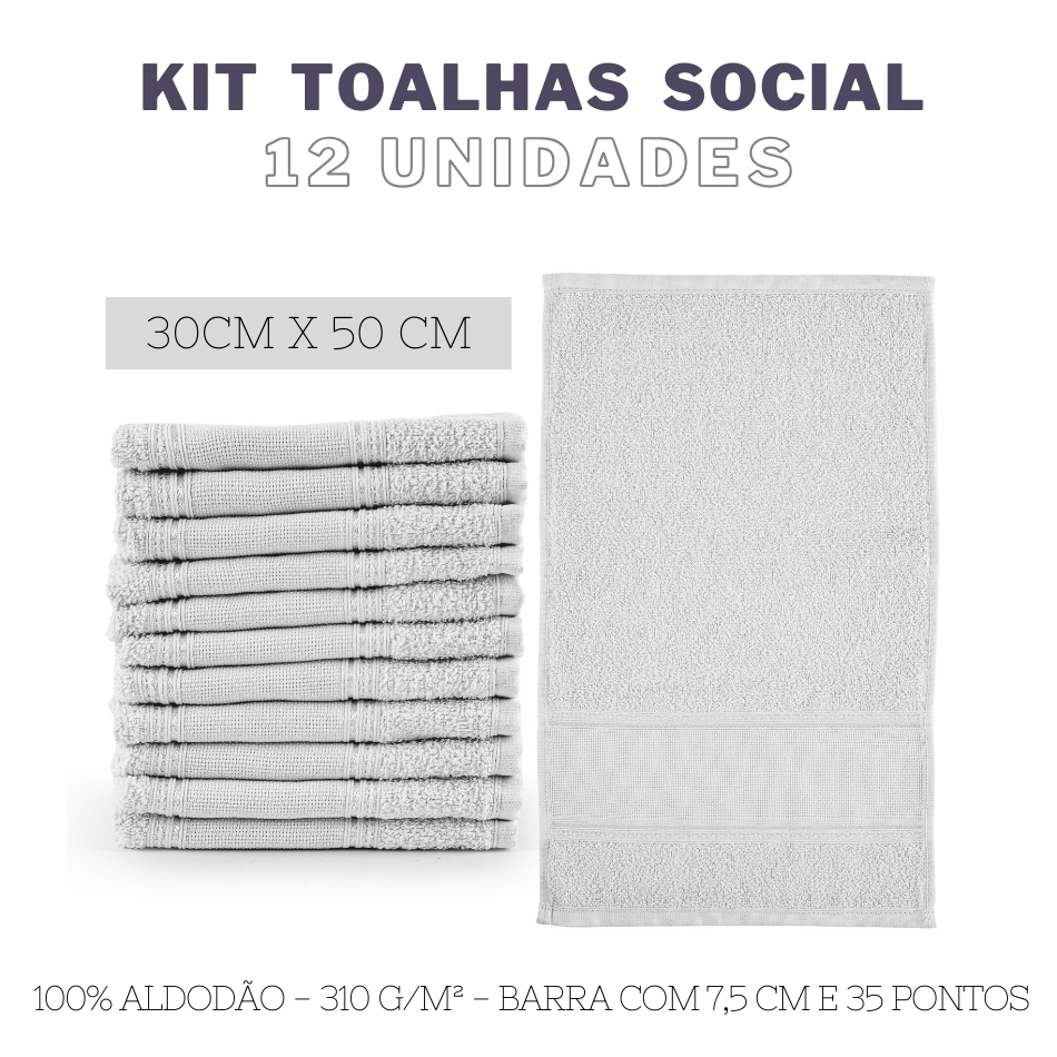 Kit 12 toalhas de lavabo social