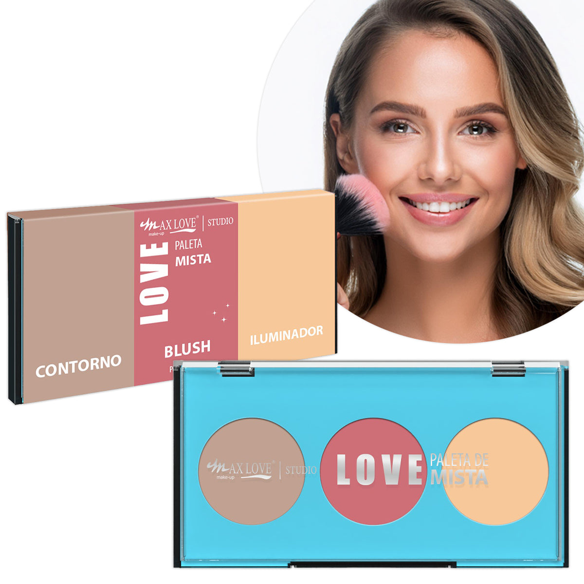 Paleta Mista Contorno Blush Iluminador Maquiagem Max Love