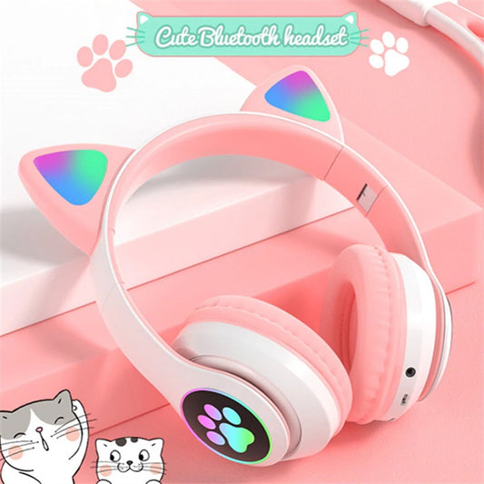 Fone De Ouvido Bluetooth Orelha Gatinho Infantil Led Sem Fio - Prestigieh 