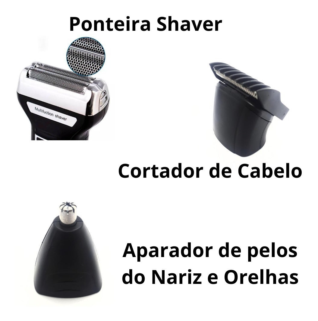 Barbeador e cortador de cabelo 3 em 1 Kemei KM-6776 Bivolt - Prestigieh 