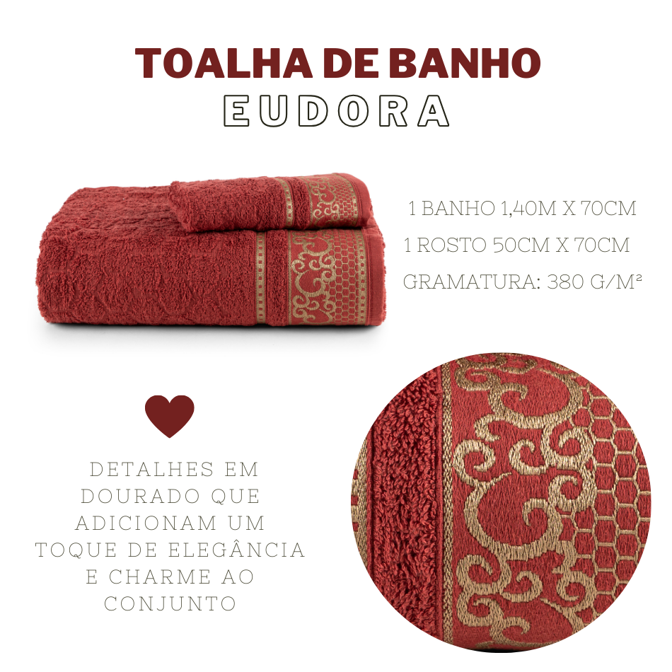 Kit de Toalhas Banho e Rosto Eudora