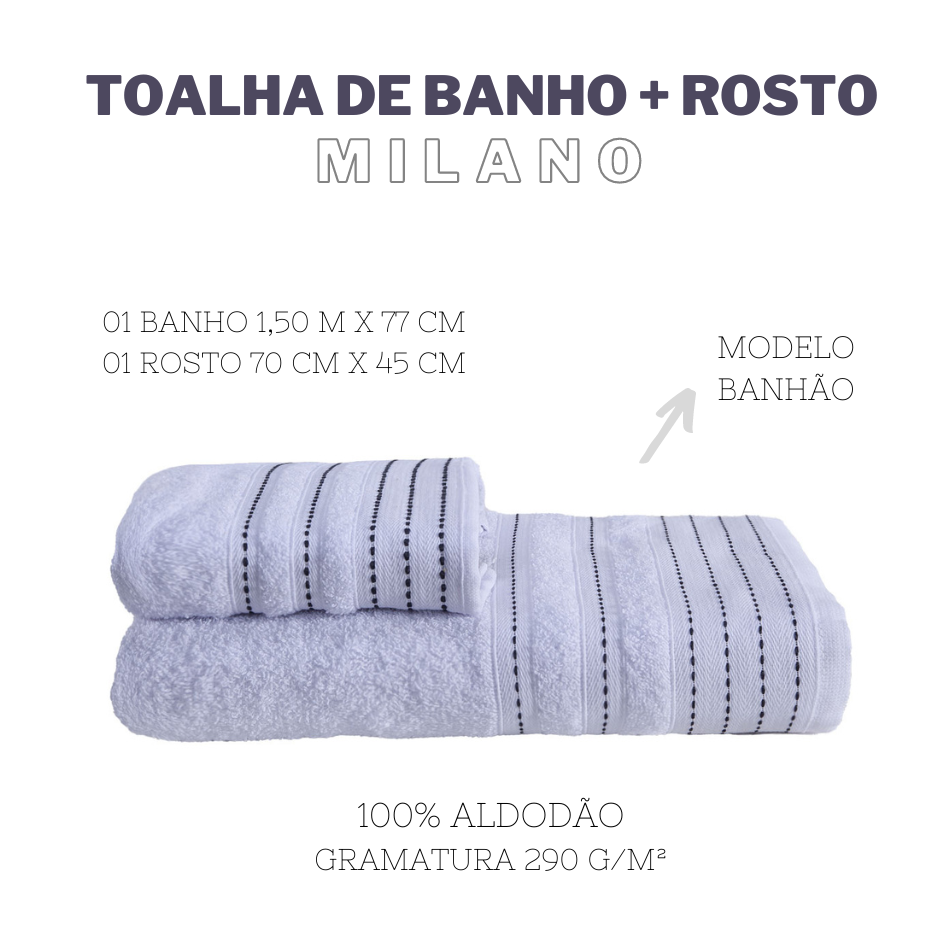 Jogo de toalhas 01 banho e 01 rosto milano