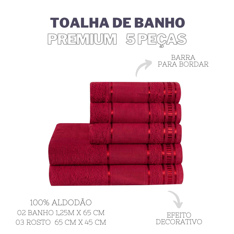 Jogo de toalha de banho 5 peças premium