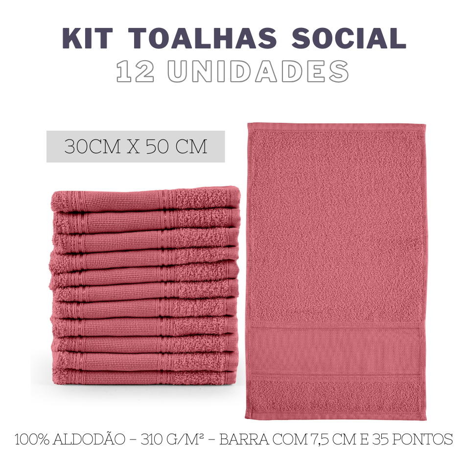 Kit 12 toalhas de lavabo social