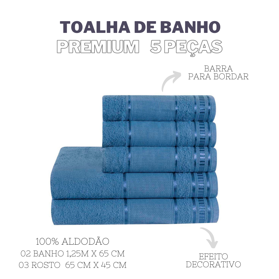 Jogo de toalha de banho 5 peças premium