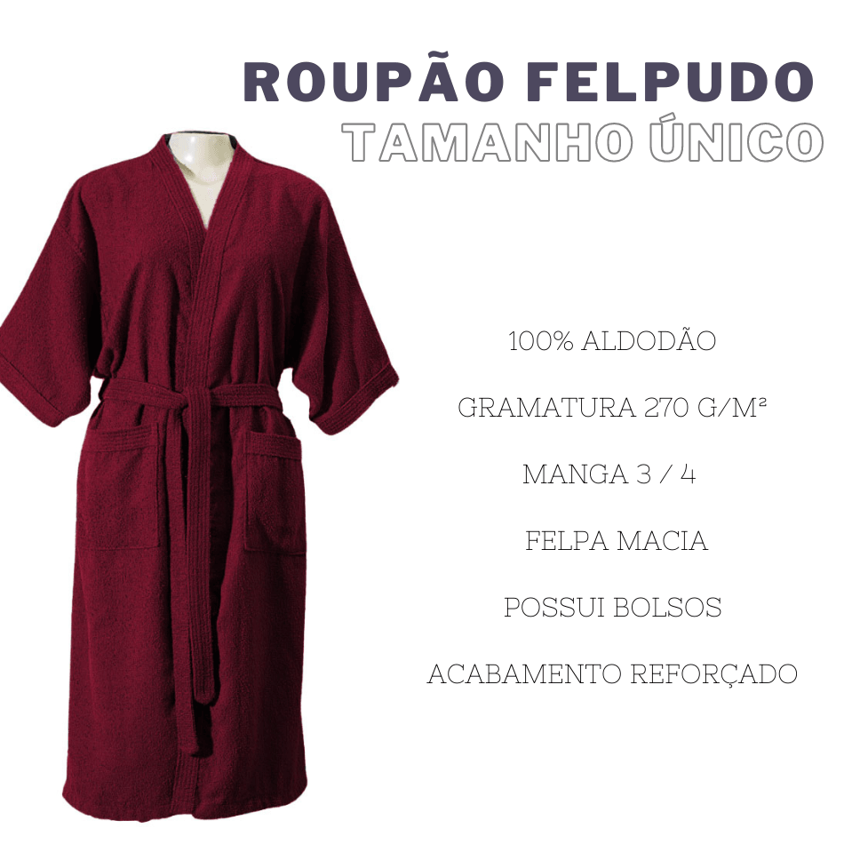 Roupão Felpudo 100% algodão - Prestigieh 