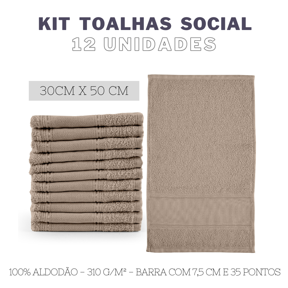 Kit 12 toalhas de lavabo social