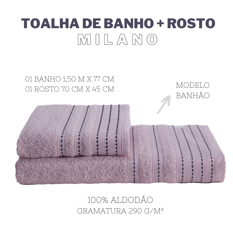 Jogo de toalhas 01 banho e 01 rosto milano