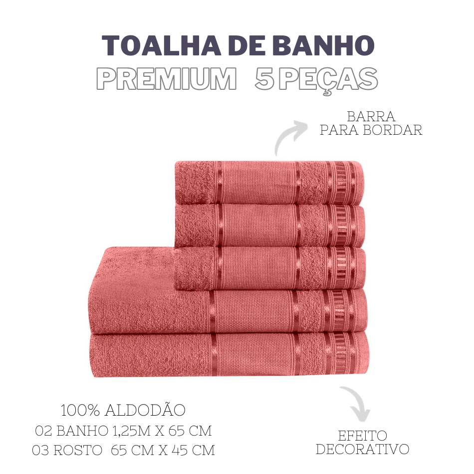 Jogo de toalha de banho 5 peças premium