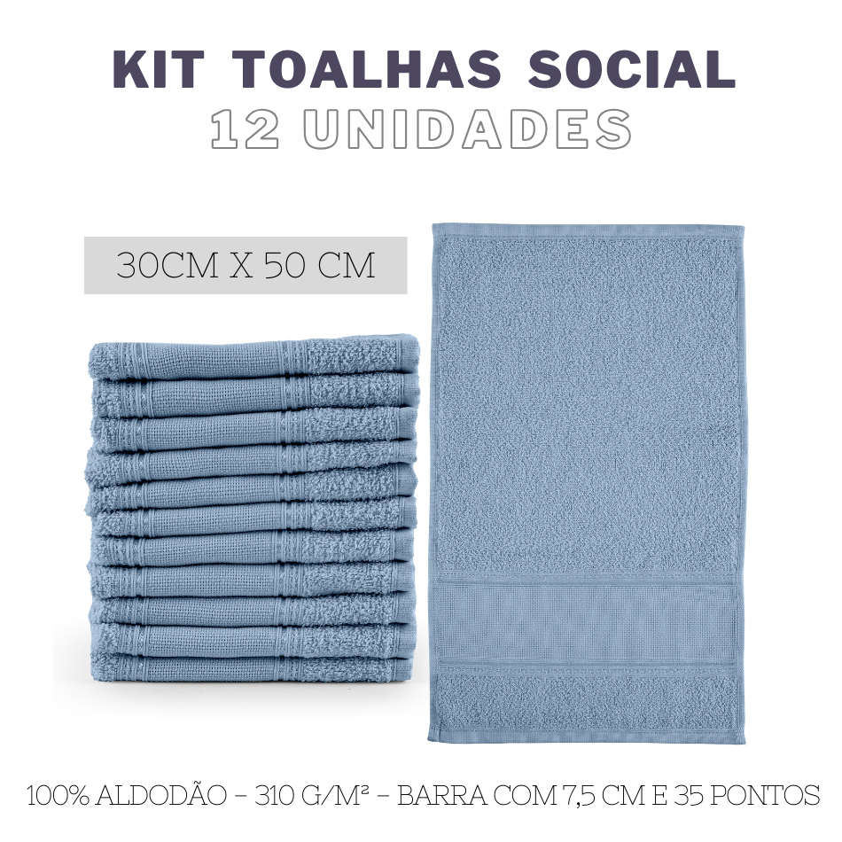 Kit 12 toalhas de lavabo social