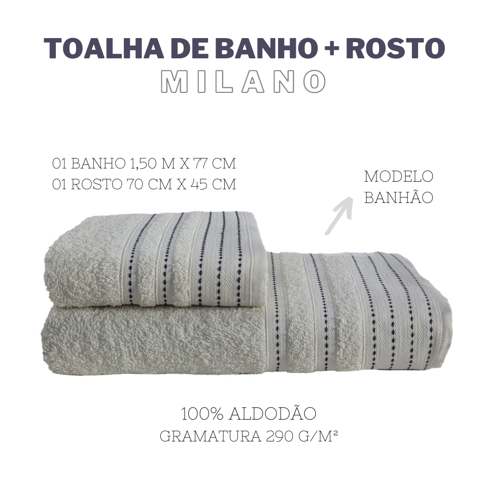 Jogo de toalhas 01 banho e 01 rosto milano