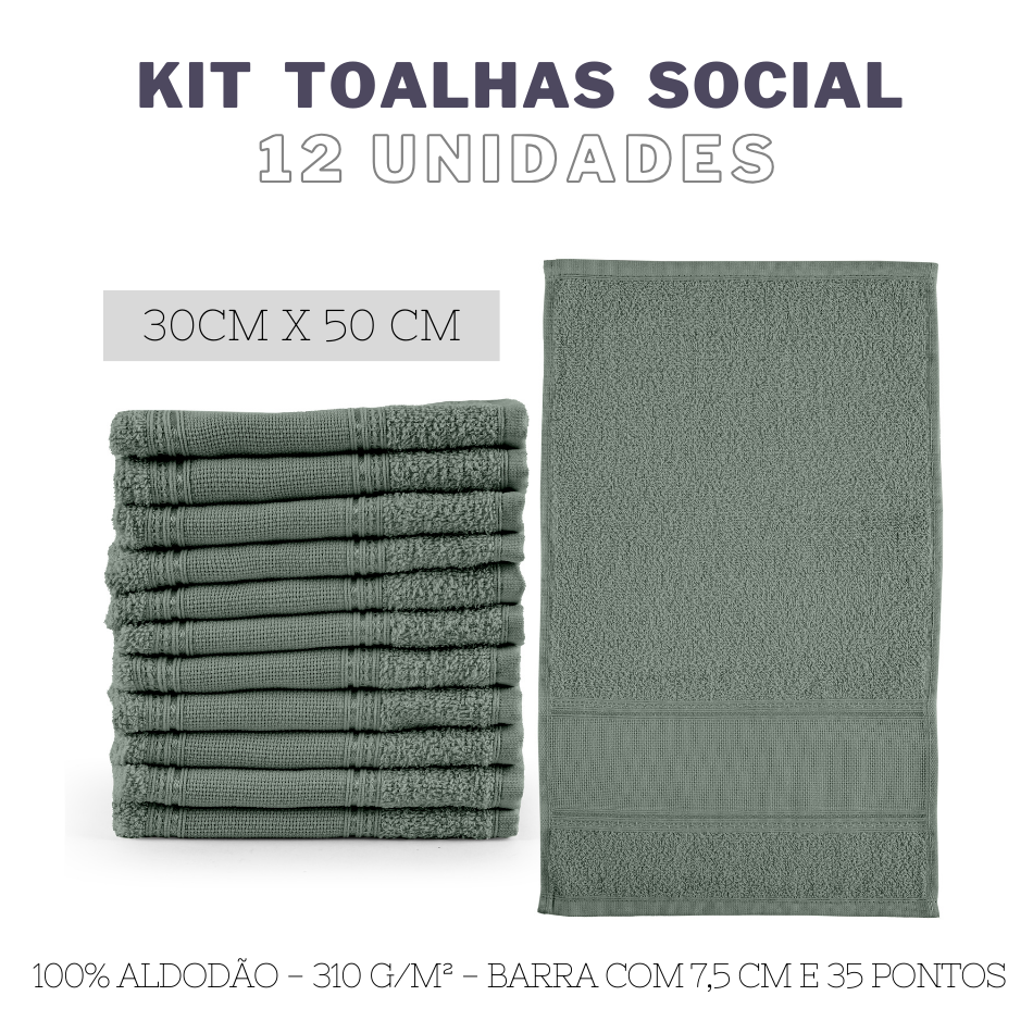 Kit 12 toalhas de lavabo social