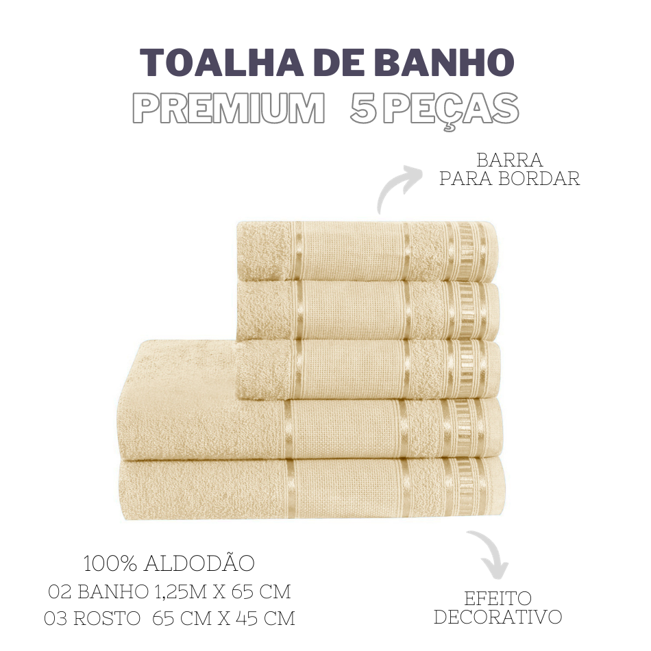 Jogo de toalha de banho 5 peças premium