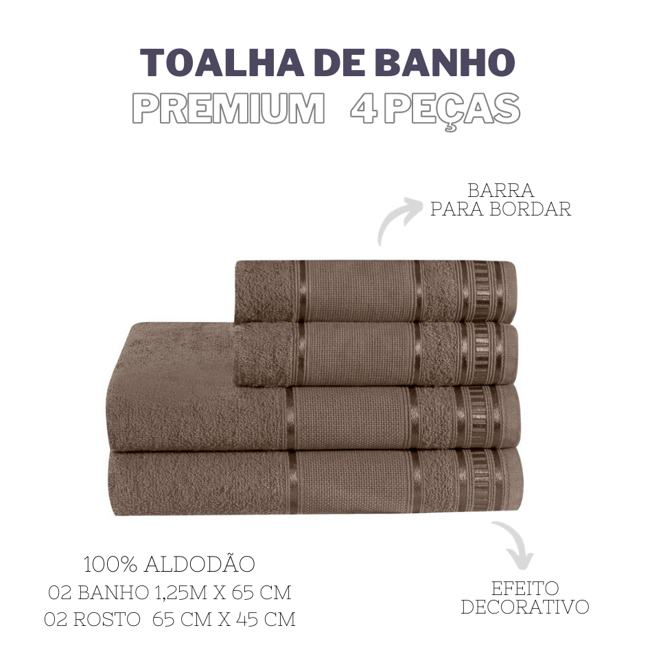 Jogo de toalha de banho 4 peças premium