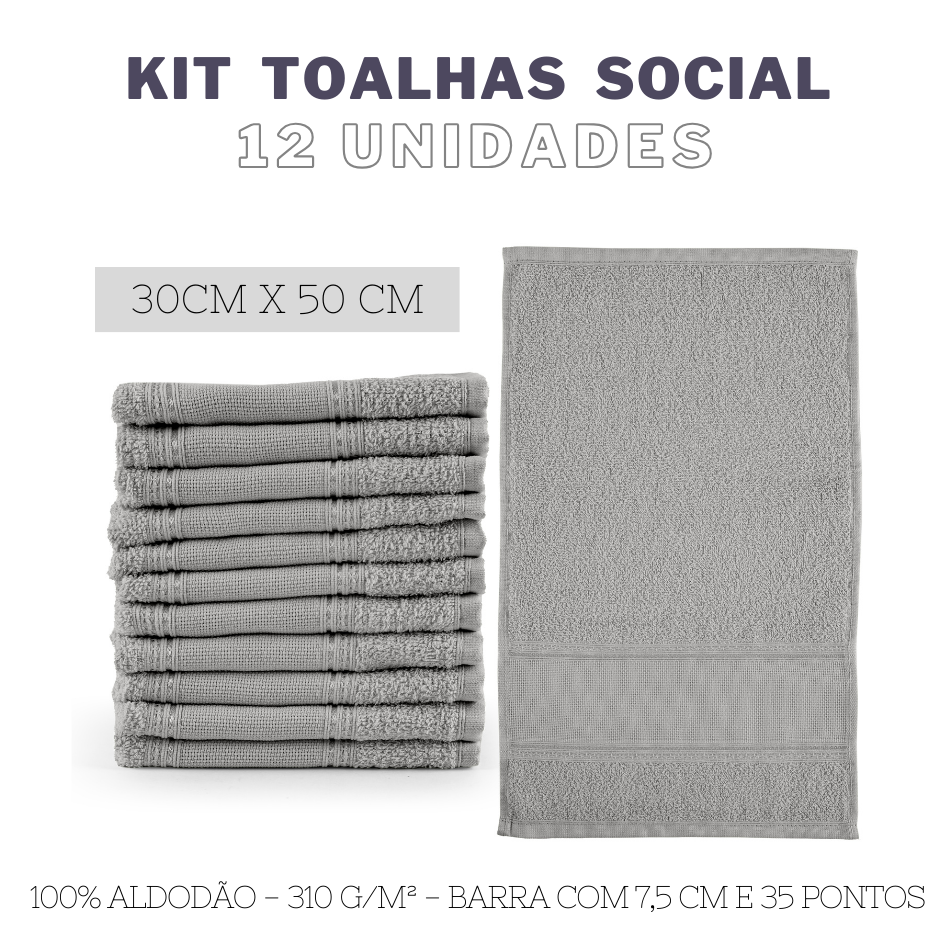 Kit 12 toalhas de lavabo social