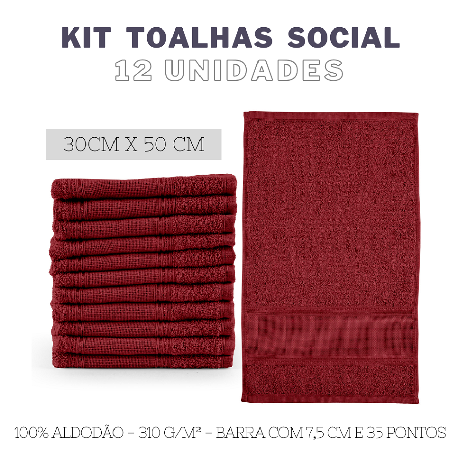 Kit 12 toalhas de lavabo social