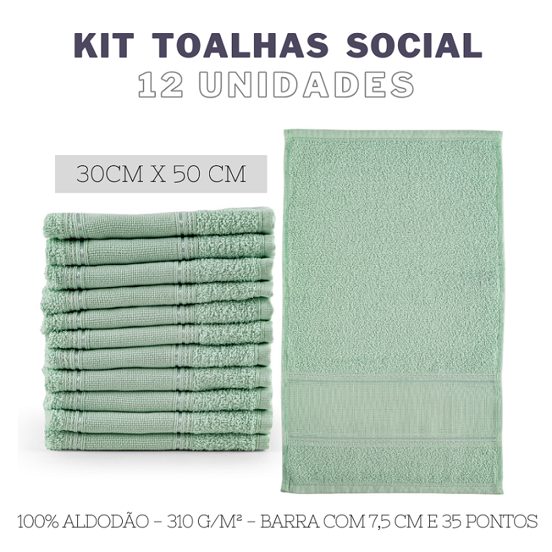 Kit 12 toalhas de lavabo social