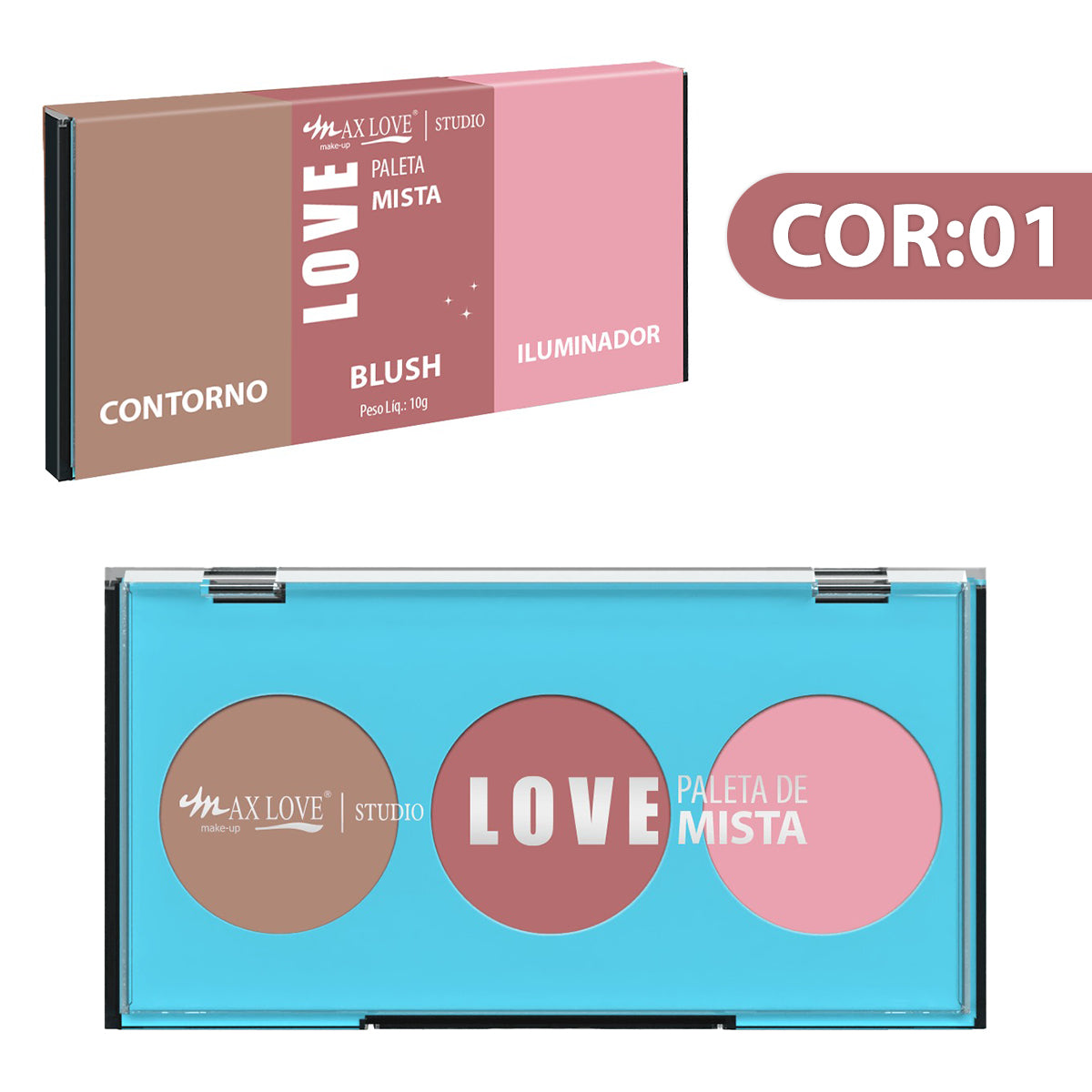 Paleta Mista Contorno Blush Iluminador Maquiagem Max Love