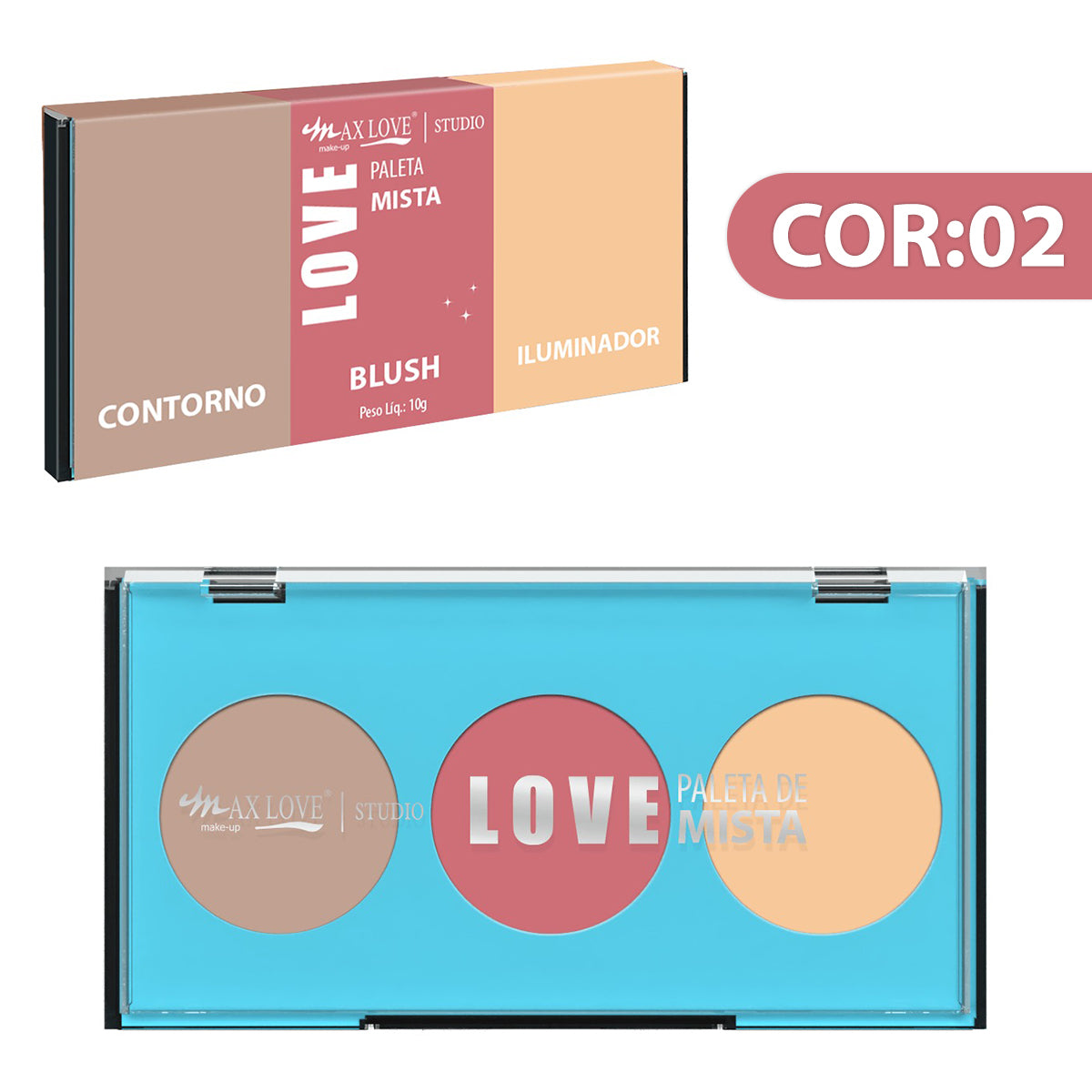 Paleta Mista Contorno Blush Iluminador Maquiagem Max Love