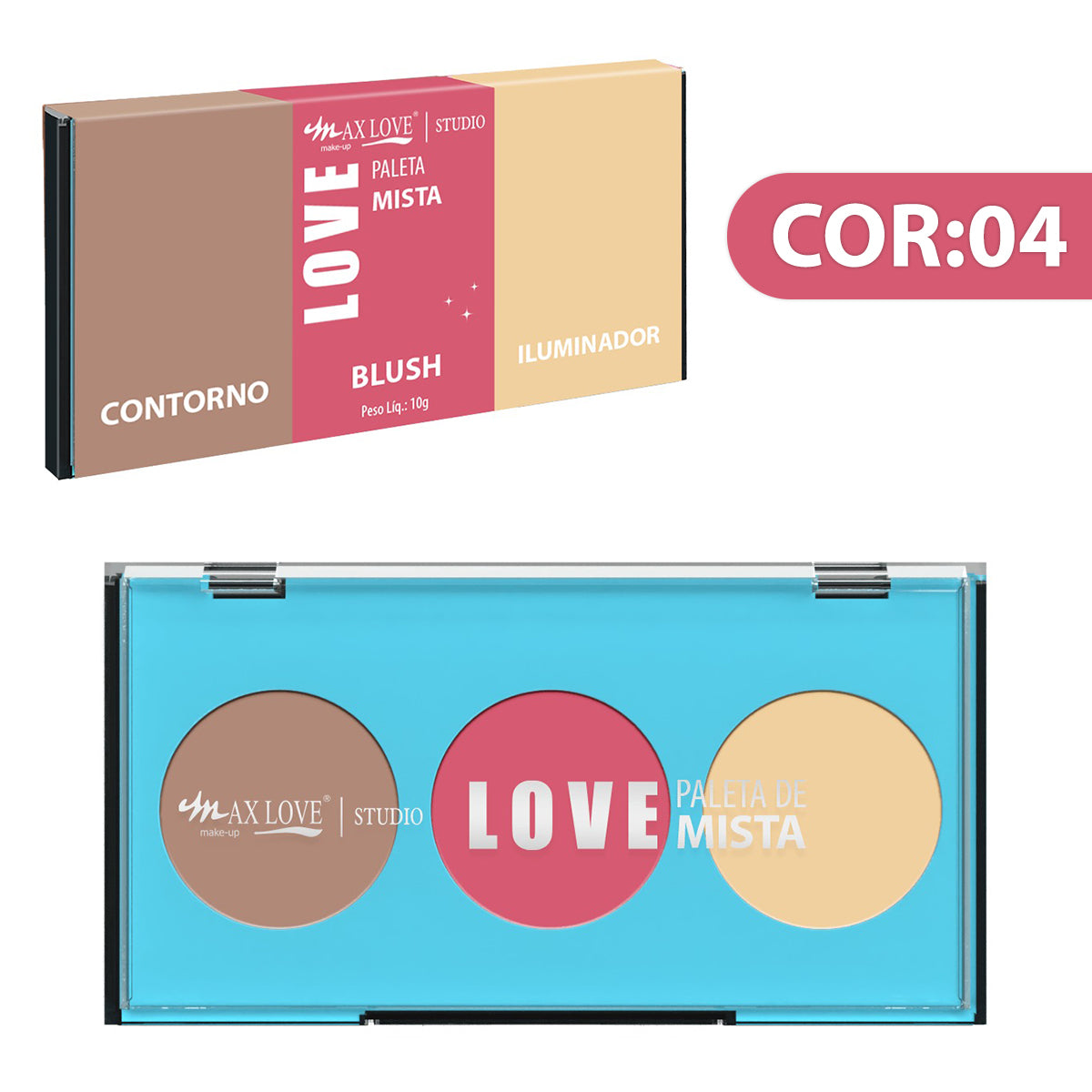 Paleta Mista Contorno Blush Iluminador Maquiagem Max Love