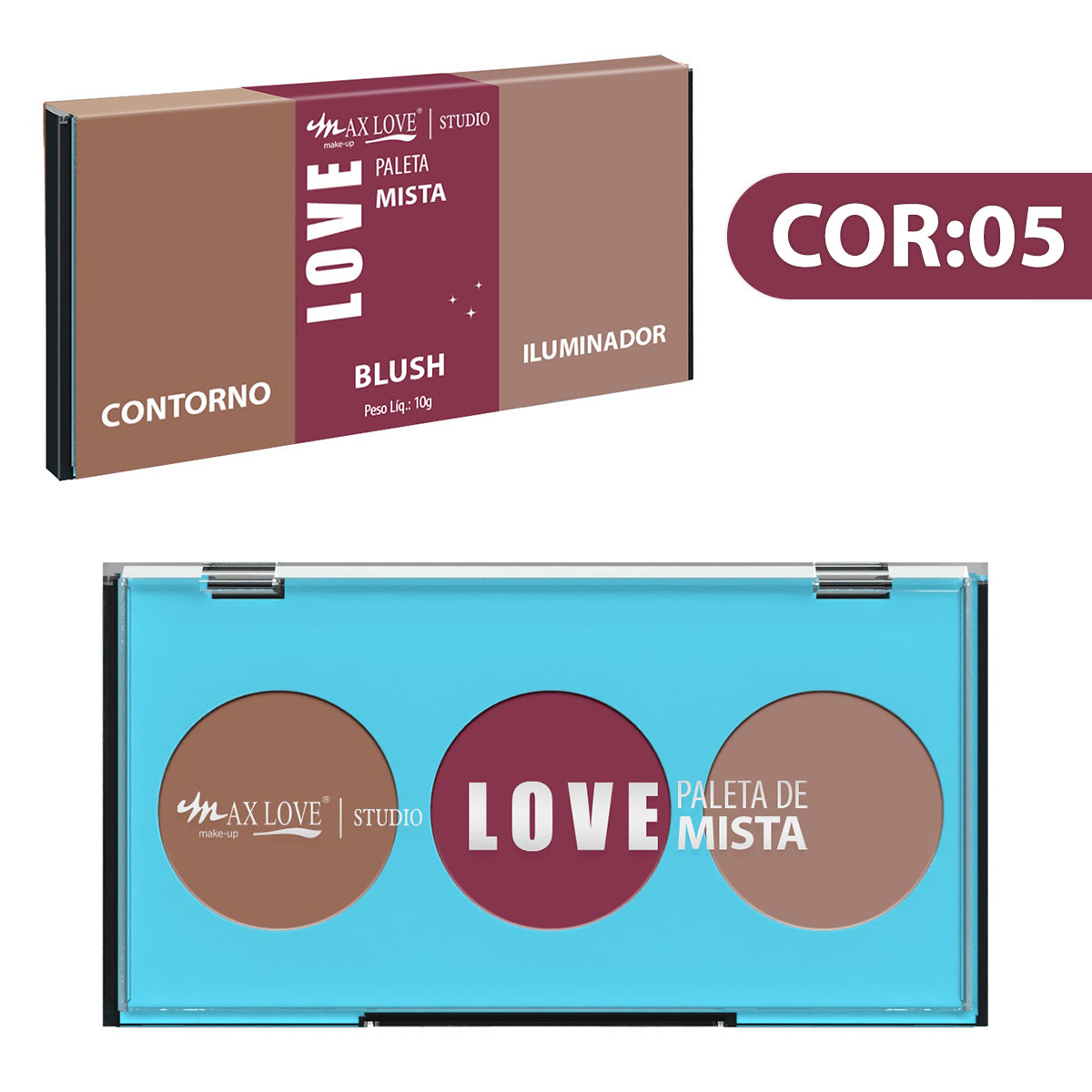 Paleta Mista Contorno Blush Iluminador Maquiagem Max Love