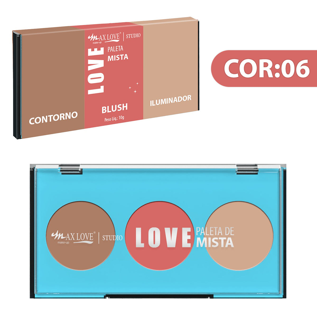 Paleta Mista Contorno Blush Iluminador Maquiagem Max Love