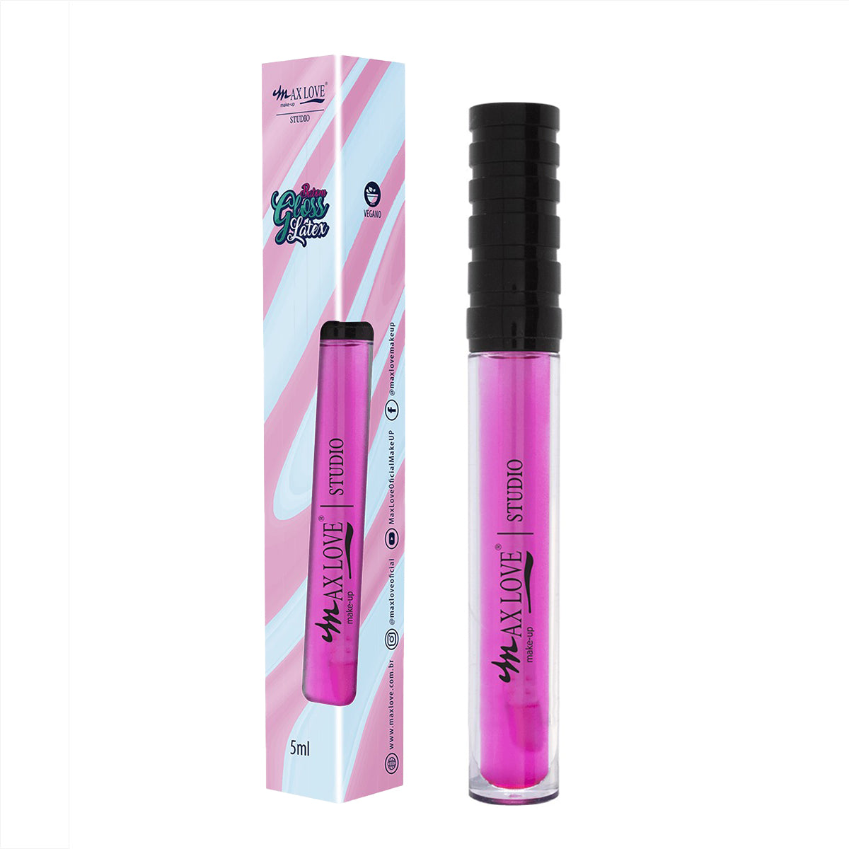 Batom Gloss Latex Vegano Lábios Maquiagem Max Love