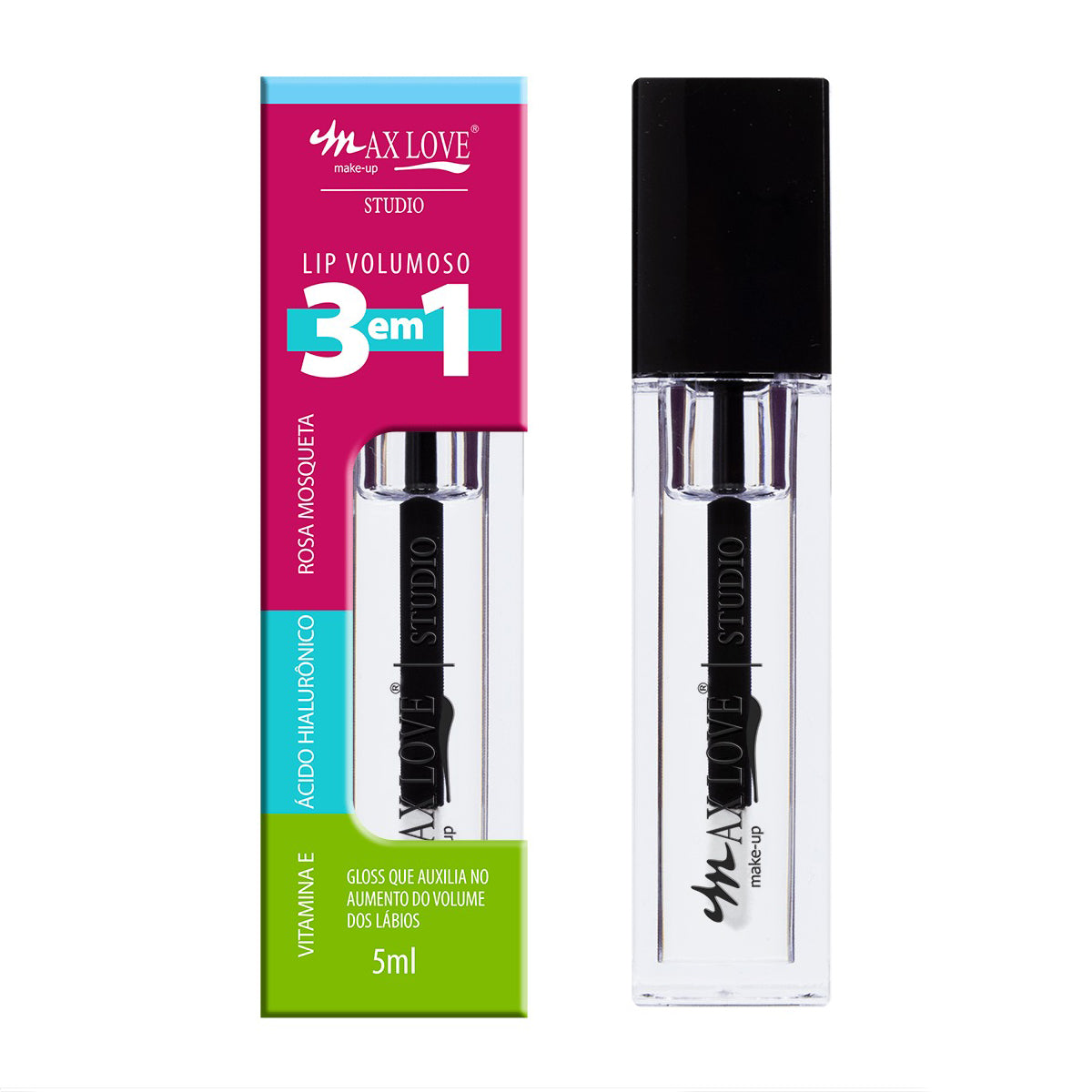 Gloss Lip Volumoso 3 em 1 Lábios Vegano Maquiagem Max Love