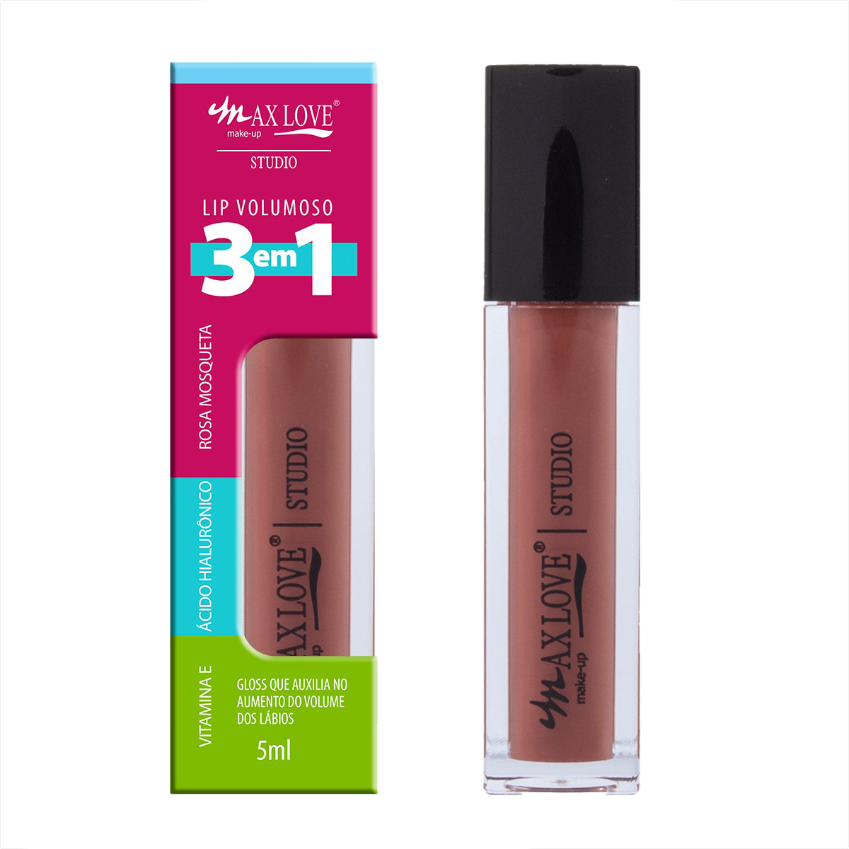 Gloss Lip Volumoso 3 em 1 Lábios Vegano Maquiagem Max Love