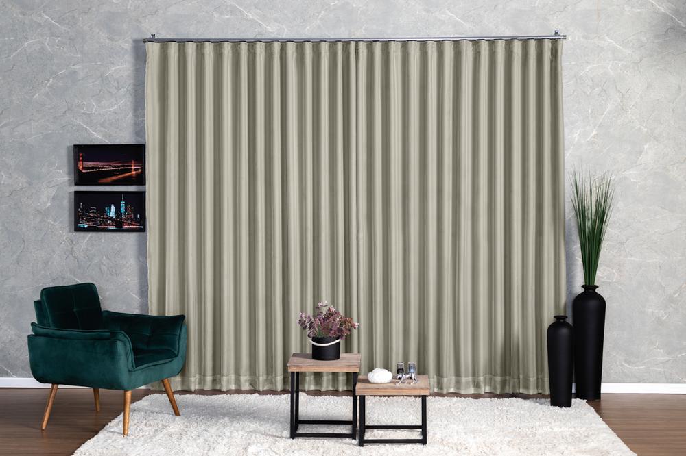 Cortina Microfibra c/Voil 2,80x2,80 Para Varão