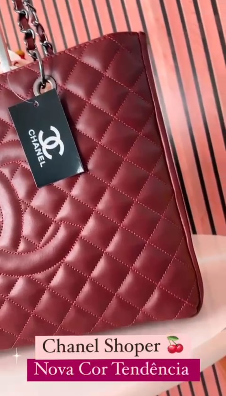 Bolsa Chanel Shoper corrente metal grafite