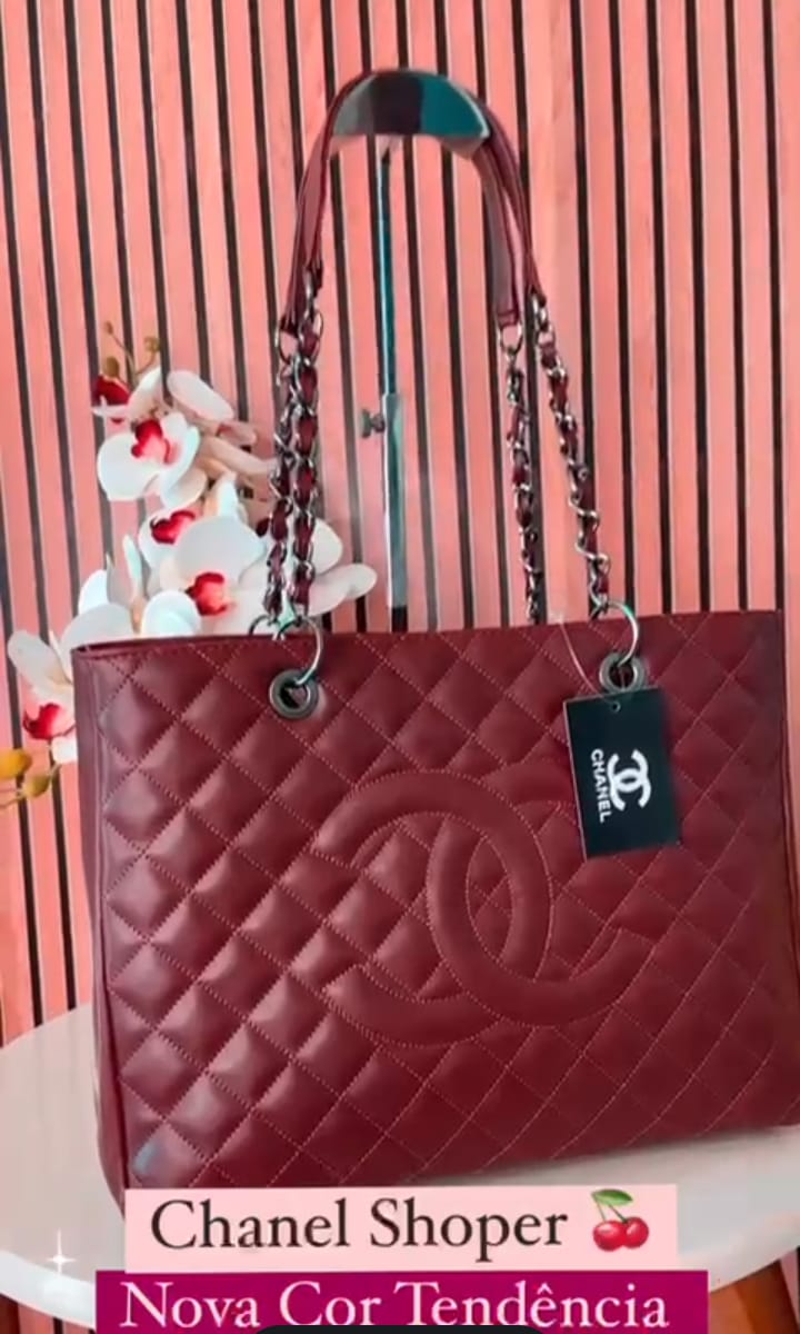 Bolsa Chanel Shoper corrente metal grafite