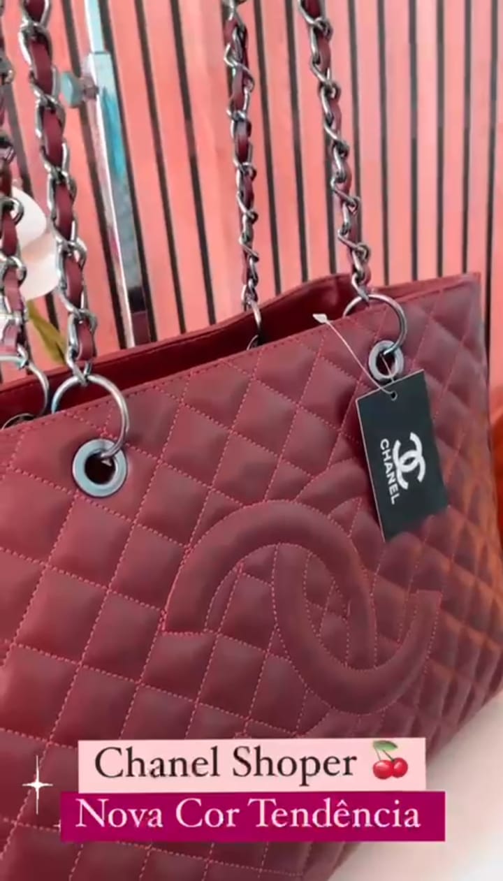 Bolsa Chanel Shoper corrente metal grafite