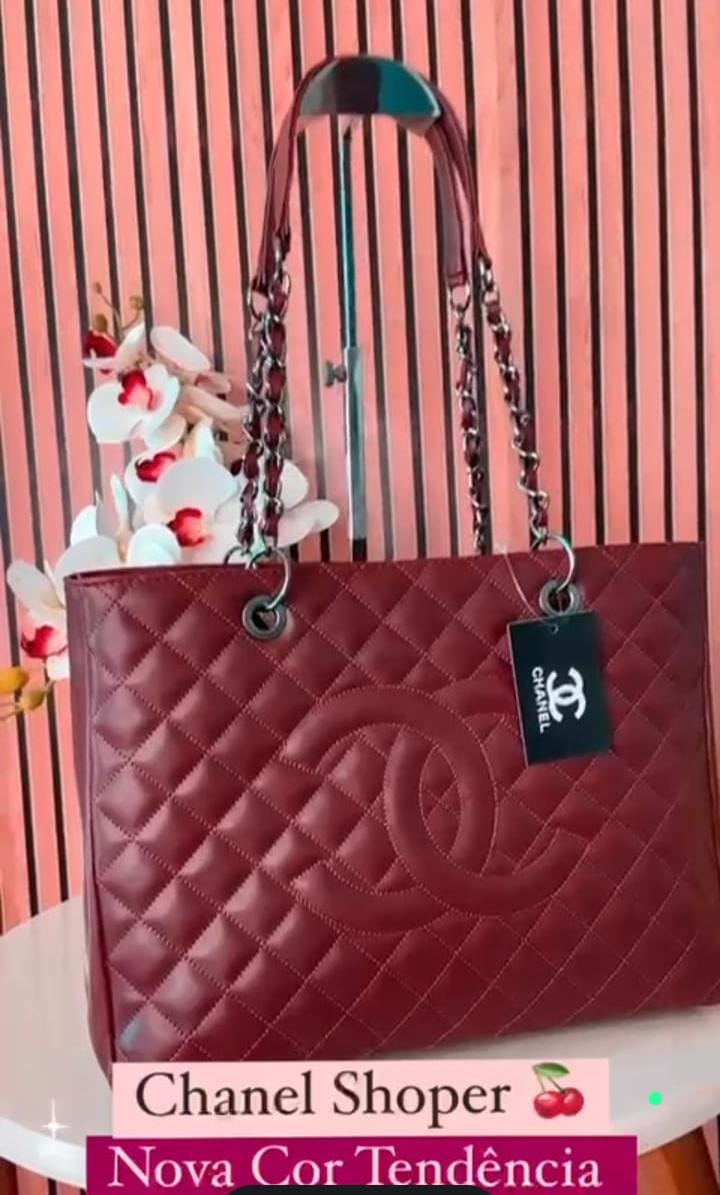 Bolsa Chanel Shoper corrente metal grafite
