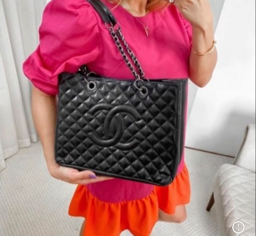 Bolsa Chanel Shoper corrente metal grafite