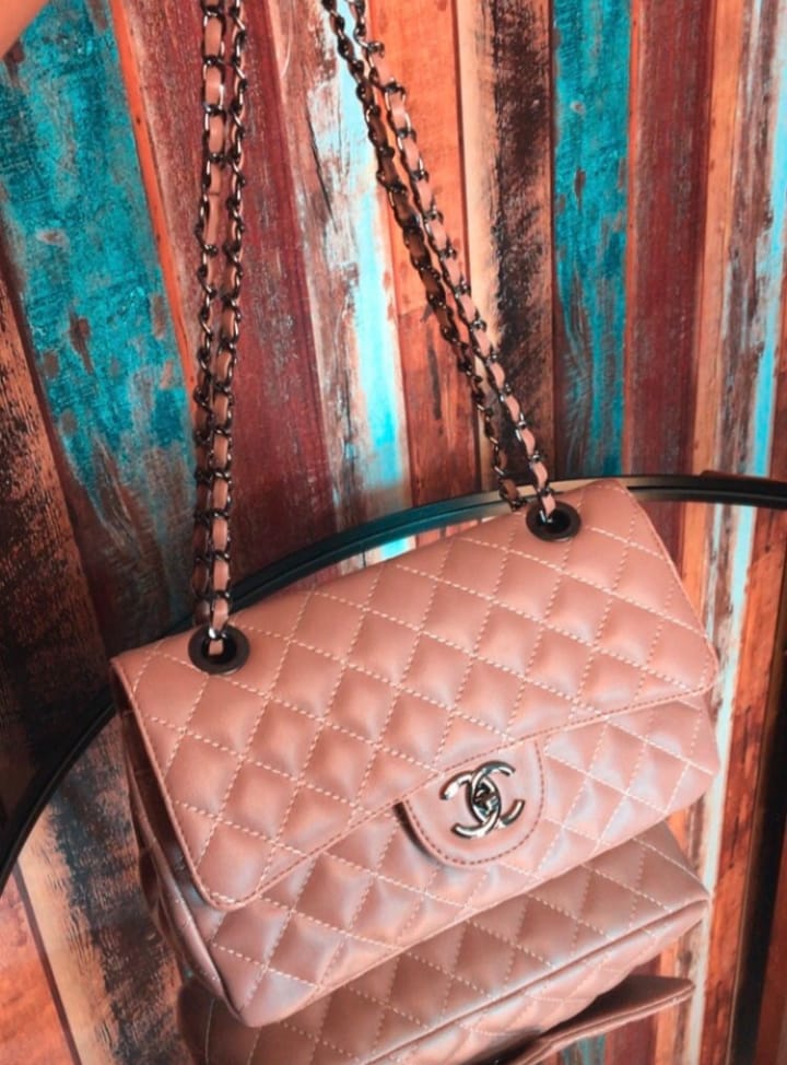 Bolsa Chanel Classic Jumbo media corrente metal grafite