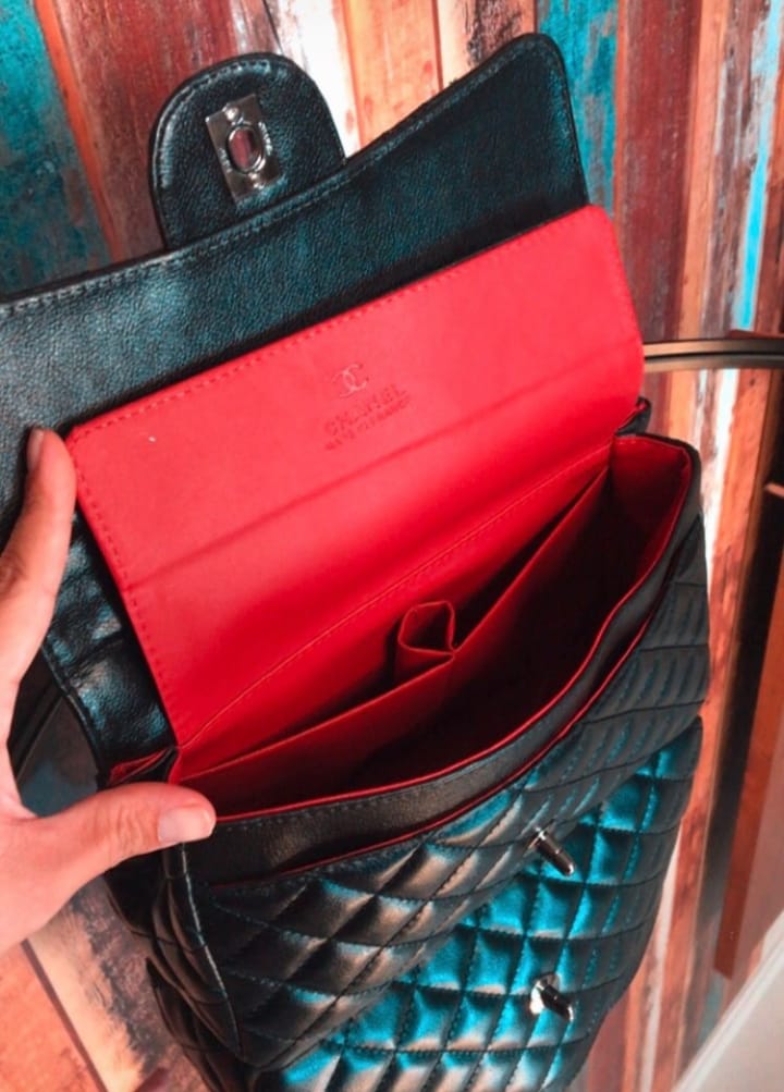 Bolsa Chanel Classic Jumbo media corrente metal grafite