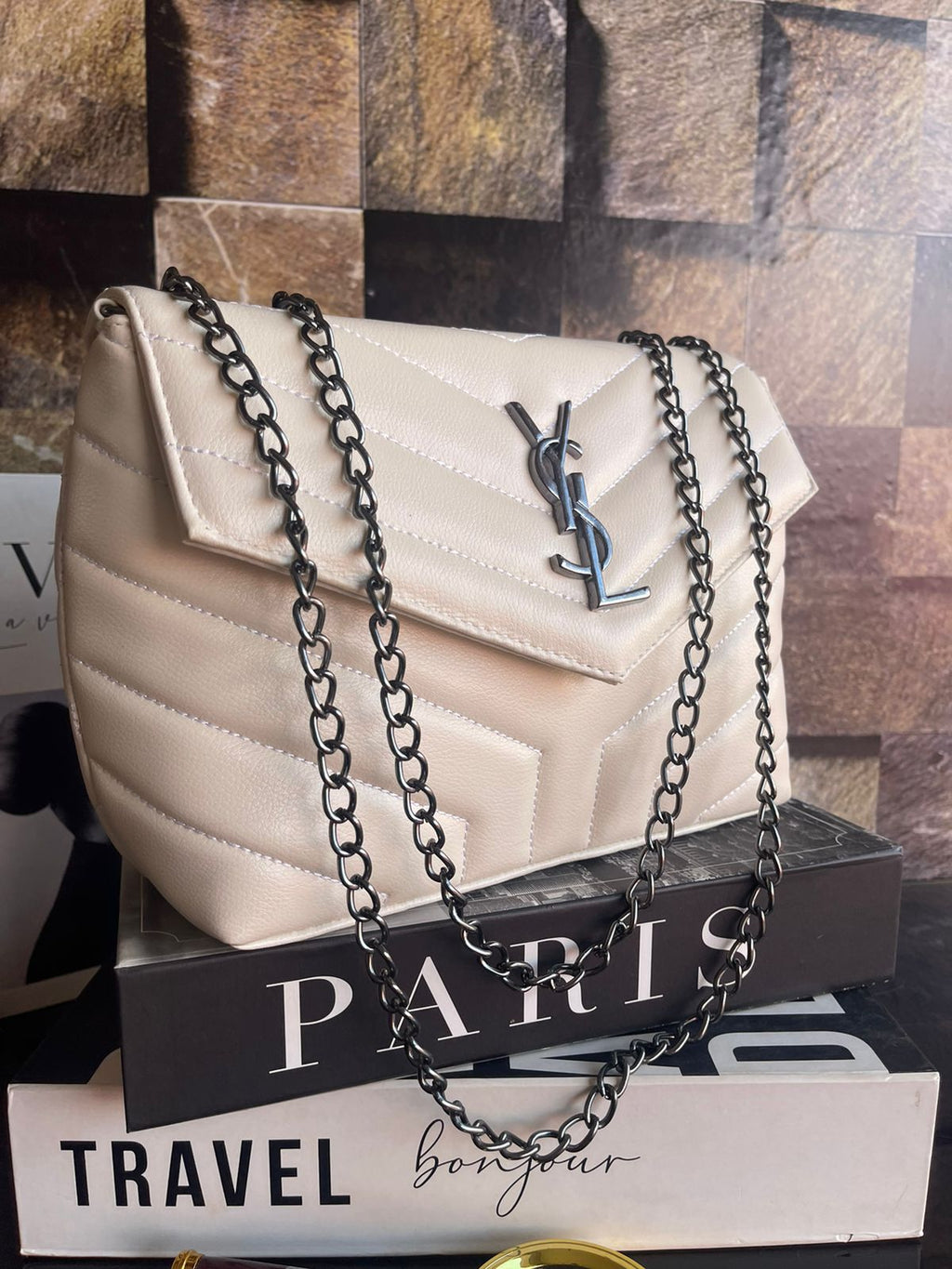 Bolsa Lollou Saint Lourent metal grafite