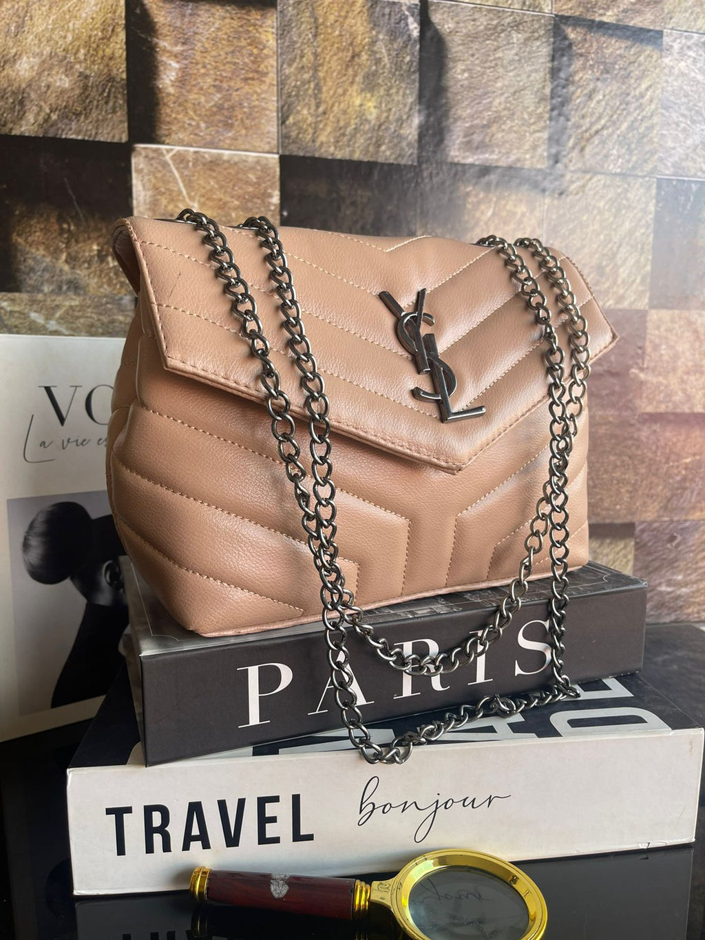 Bolsa Lollou Saint Lourent metal grafite